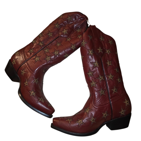 Black Star Marfa Western Boots - Snip Toe in Cherry Color SIZE 7.5 - Picture 7 of 14